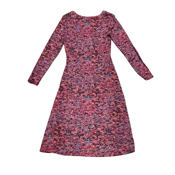 Peruvian Connection Red Paisley Print Long Sleeve Midi Dress – Size S - Picture 3 of 3